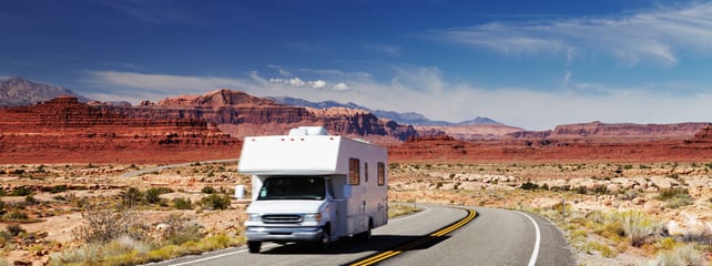 recreational vehicle driving in desert