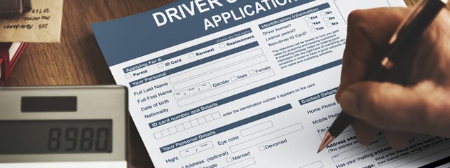 A driver's license application 