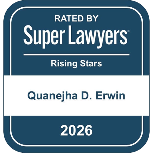 A 2026 Super Lawyers Rising Stars Award Badge for Quanejha Erwin